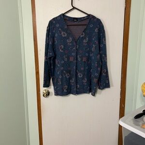 Loom Wear Floral Blue Cardigan PTP 24”